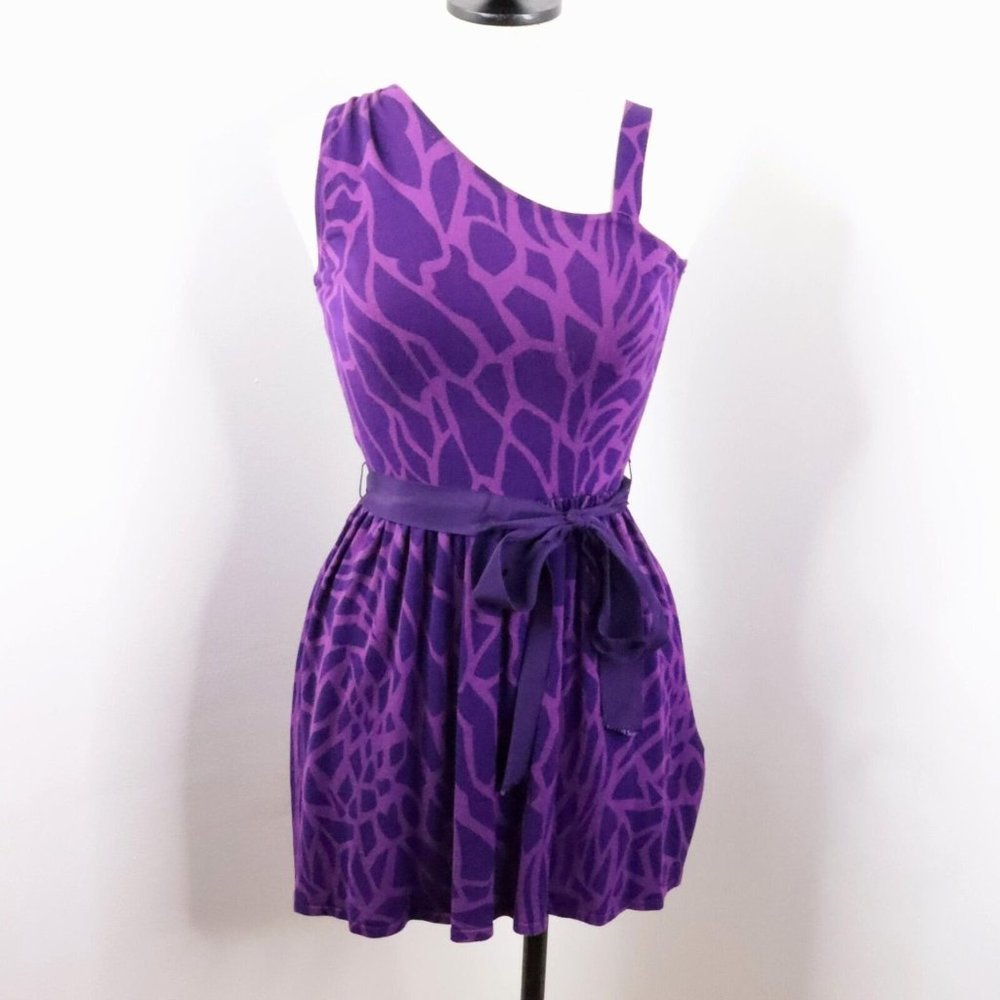 Twelve by Twelve Women's S Purple Animal Print Knit One-Shoulder Sleeveless Top - Picture 1 of 11